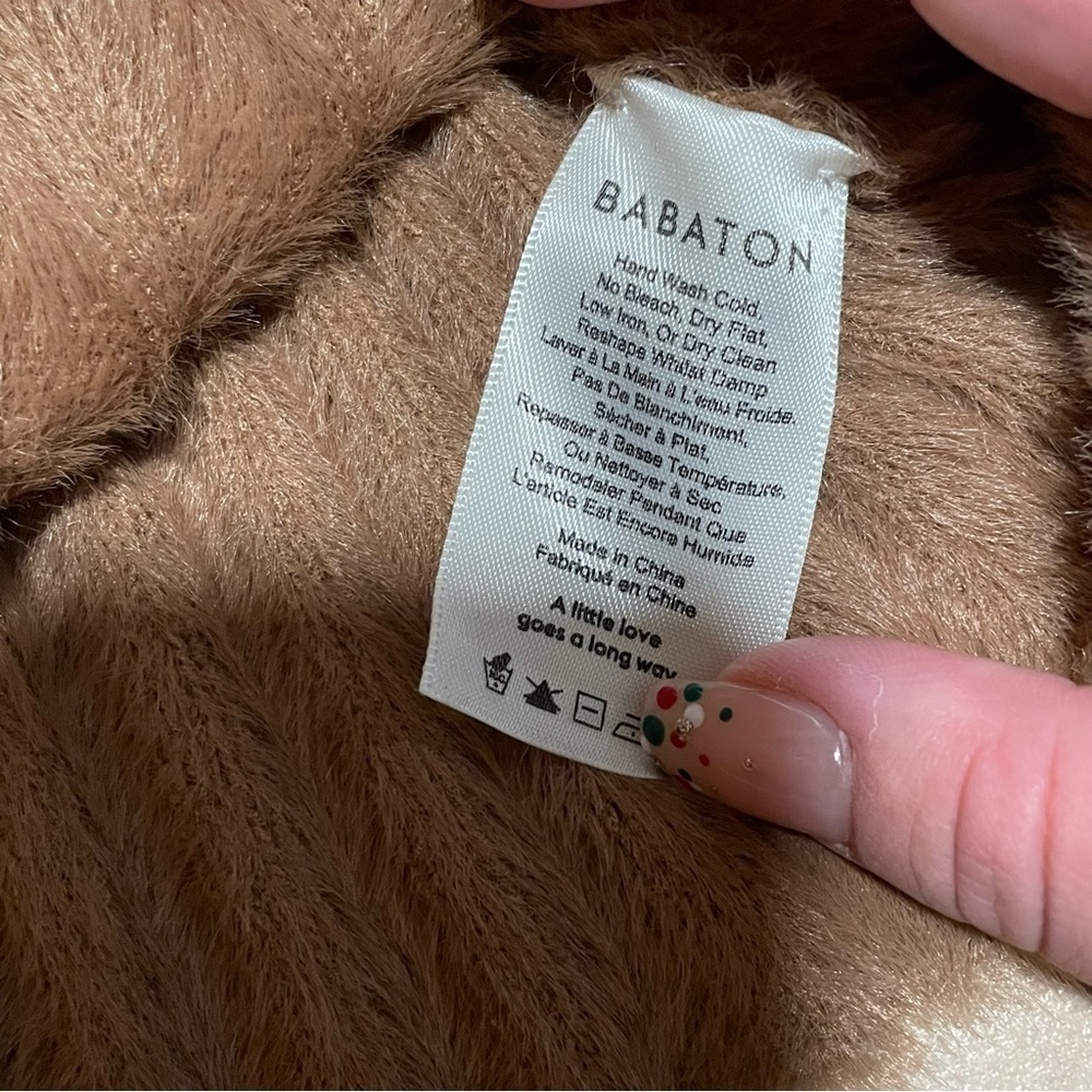 Babaton Aritzia Ulmann Pullover Vneck Sweater Constant Camel Size Large - Picture 5 of 7